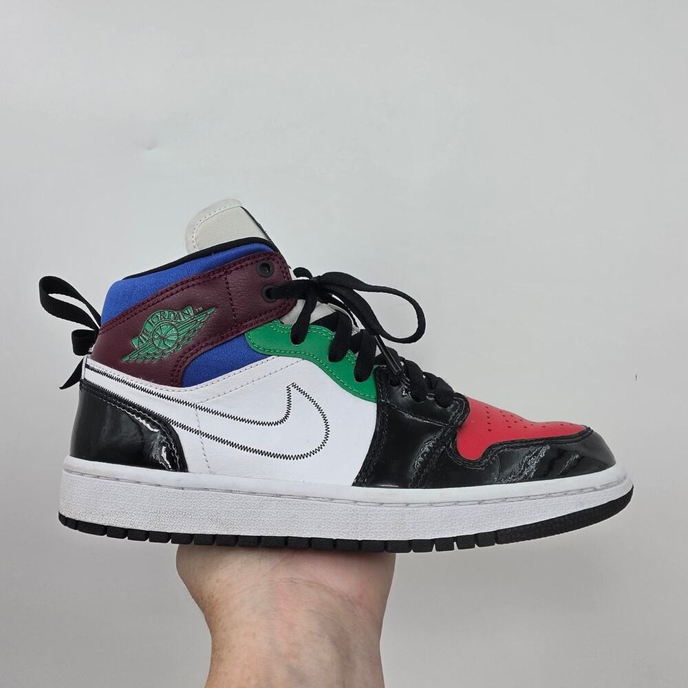 Nike Jordan 1 Mid Black University Red, Hyper Royal White Women's 7.5